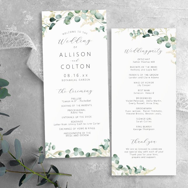 Rustic eucalyptus greenery boho wedding program programme (Rustic eucalyptus greenery boho wedding program)