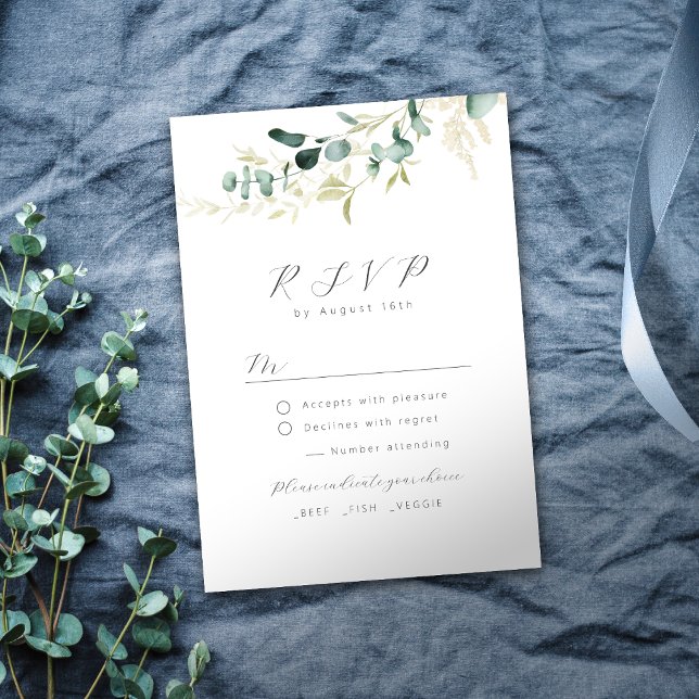 Rustic eucalyptus greenery boho wedding RSVP (Creator Uploaded)