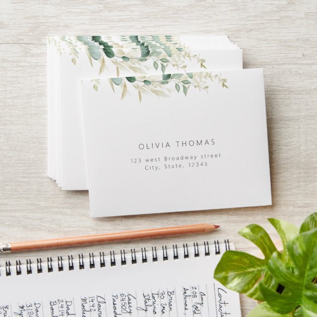 Rustic eucalyptus greenery boho wedding RSVP Envelope (Stacked)
