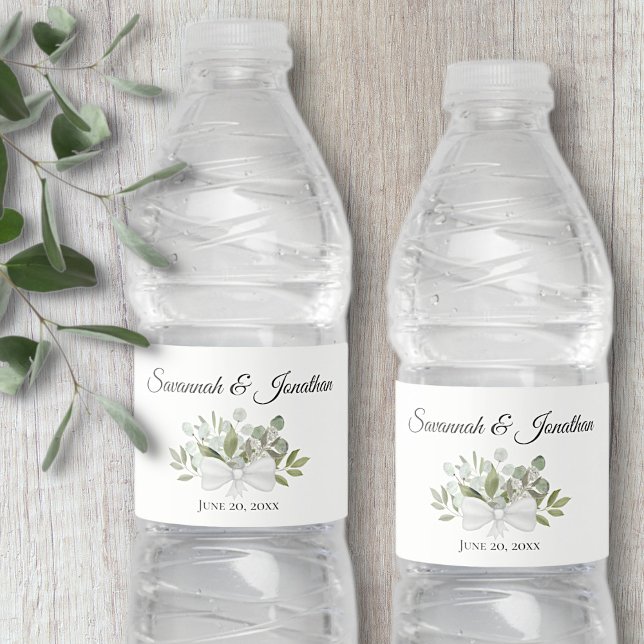 Rustic Eucalyptus & Greenery Bouquet Wedding Water Bottle Label (Creator Uploaded)