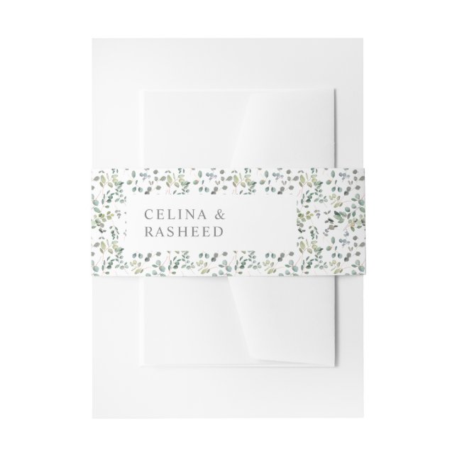 Rustic Eucalyptus Greenery Duo 2 Invitation Belly Band (Front Example)