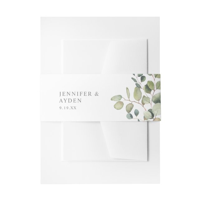 Rustic Eucalyptus Greenery Duo 4 Invitation Belly Band (Front Example)