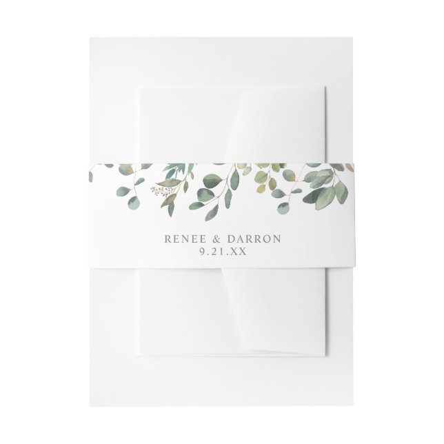 Rustic Eucalyptus Greenery Duo Invitation Belly Band (Front Example)