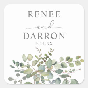 Rustic Eucalyptus Greenery Duo Square Sticker