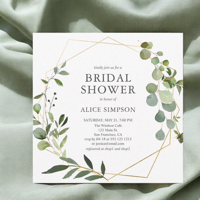 Rustic Eucalyptus Greenery Elegant Bridal Shower Invitation (Creator Uploaded)