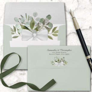Rustic Eucalyptus & Greenery Elegant Sage Wedding Envelope