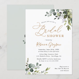 Rustic Eucalyptus Greenery Gold Bridal Shower Invi Invitation