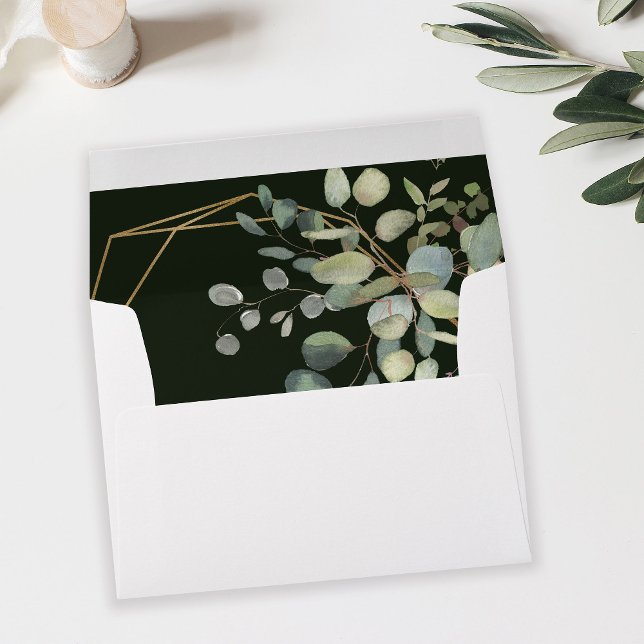 Rustic Eucalyptus Greenery & Gold Frame - Green Envelope (Creator Uploaded)