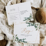 Rustic Eucalyptus Greenery Gold Frame Wedding RSVP Postcard<br><div class="desc">Designed to coordinate with our Rustic Greenery wedding collection,  this customisable RSVP card,  features mixed watercolor greenery botanicals,  modern calligraphy script paired with a classy serif font in black. Matching items available.</div>