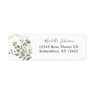 Rustic Eucalyptus Greenery & Gold Return Address