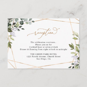 Rustic Eucalyptus Greenery Gold Wedding Reception Enclosure Card