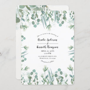 Rustic Eucalyptus Greenery Leaves Wedding Invitation