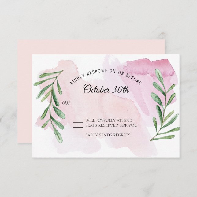 Rustic Eucalyptus Greenery Modern Watercolor RSVP Invitation (Front/Back)