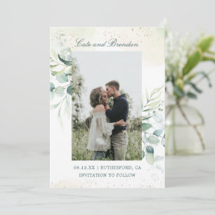 Rustic Eucalyptus Greenery Photo Elegant Wedding Save The Date