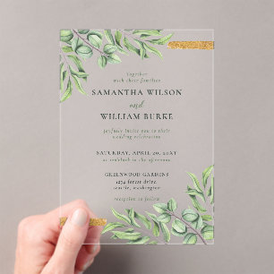 Rustic Eucalyptus Greenery Succulent Wedding Acrylic Invitations