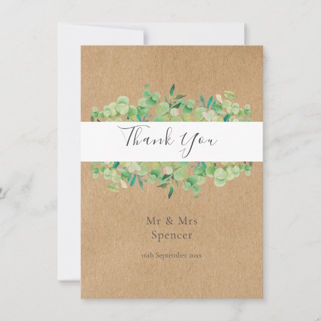 Rustic Eucalyptus Greenery Thank You Wedding (Front)