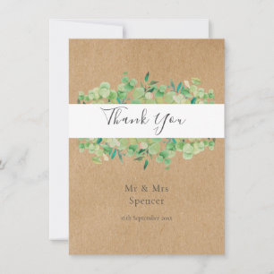 Rustic Eucalyptus Greenery Thank You Wedding Card