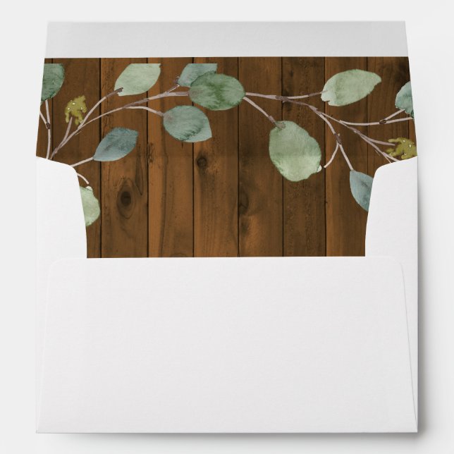 Rustic Eucalyptus Greenery | Watercolor Wedding Envelope (Back (Bottom))