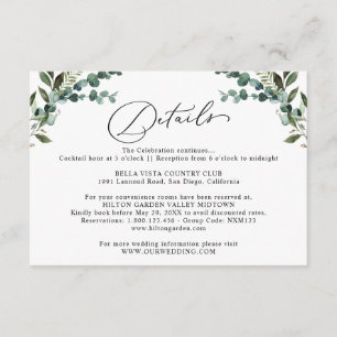 Rustic Eucalyptus Greenery Wedding Details  Enclosure Card