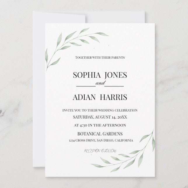 Rustic Eucalyptus Greenery Wedding Invitation (Front)