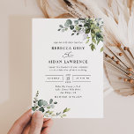 Rustic Eucalyptus Greenery Wedding Invitation<br><div class="desc">This elegant collection features mixed watercolor greenery leaves paired with a classy serif & delicate sans font in black,  with a monogram on the back. Matching items available.</div>