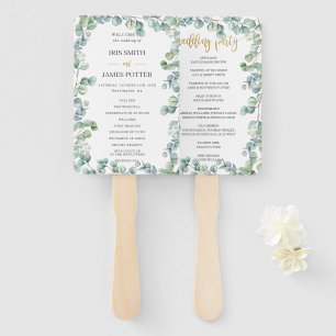 Rustic Eucalyptus Greenery Wedding Program Hand Fan