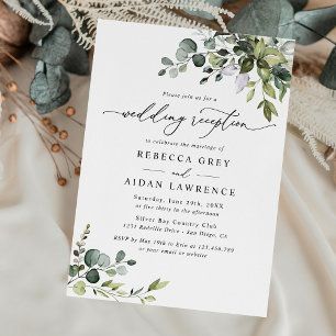 Rustic Eucalyptus Greenery Wedding Reception Invitation
