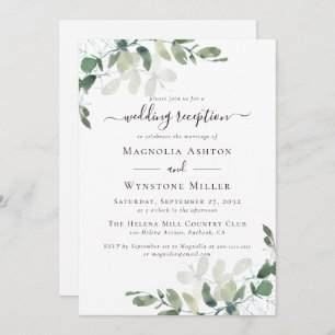 Rustic Eucalyptus Greenery Wedding Reception Invitation
