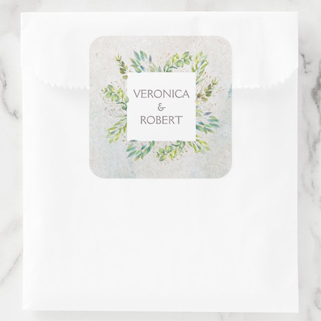 Rustic Eucalyptus Greenery Wedding  Square Sticker (Bag)