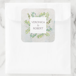 Rustic Eucalyptus Greenery Wedding Square Sticker