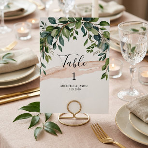 Rustic Eucalyptus Greenery Wedding Table Number