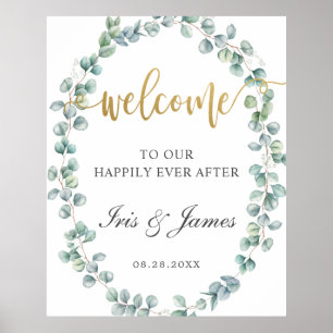 Rustic Eucalyptus Greenery Wedding Welcome Sign