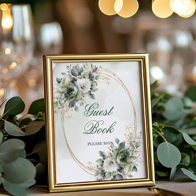 Rustic Eucalyptus Guest Book Tabletop Sign 8x10 (Rustic Eucalyptus Guest Book Tabletop Sign 8x10)