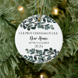 Rustic Eucalyptus Keepsake Christmas New Home Ceramic Tree Decoration