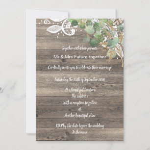RUSTIC EUCALYPTUS LACE WEDDING INVITATION