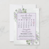 Rustic Eucalyptus Lavender Calendar Purple Wedding