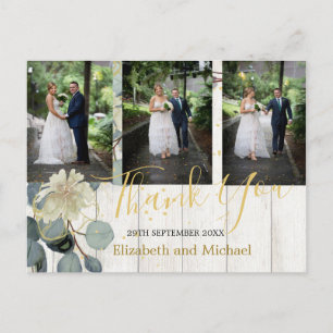 Rustic Eucalyptus Leaf Elegant Wedding Thank You  Postcard