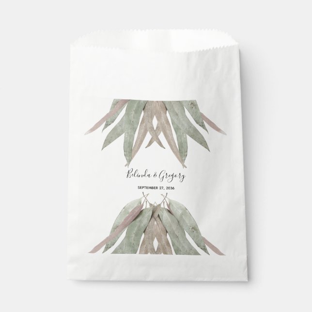 Rustic Eucalyptus Leaf Wedding  Favour Bags (Front)