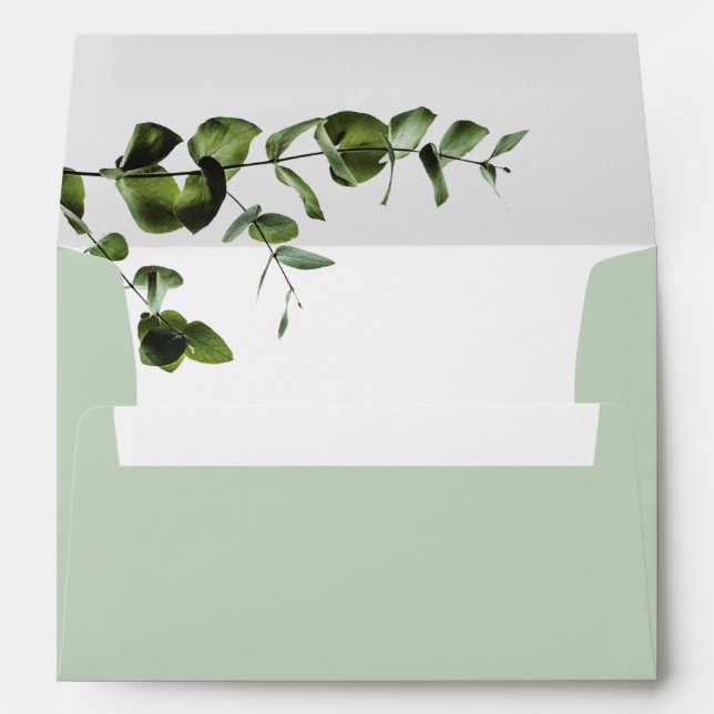 Rustic  Eucalyptus Leaves 5x7 Wedding Invitation Envelope (Back (Bottom))