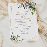 Rustic Eucalyptus Leaves Greenery Gold Wedding Invitation<br><div class="desc">This elegant collection features mixed watercolor greenery leaves paired with a classy serif & delicate sans font in black,  with a monogram on the back. Matching items available.</div>