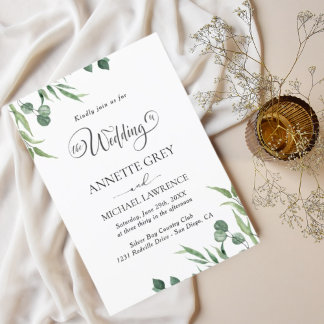Rustic Eucalyptus Leaves Greenery wedding Invita Invitation