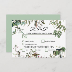 Rustic Eucalyptus Leaves Vintage Greenery Wedding  RSVP Card