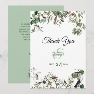 Rustic Eucalyptus Leaves Vintage Greenery Wedding Thank You Card
