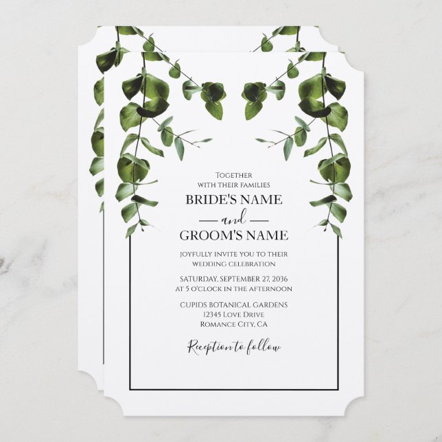 Rustic  Eucalyptus Leaves Wedding Invitations (Front/Back)