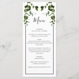 Rustic Eucalyptus Leaves Wedding Menu