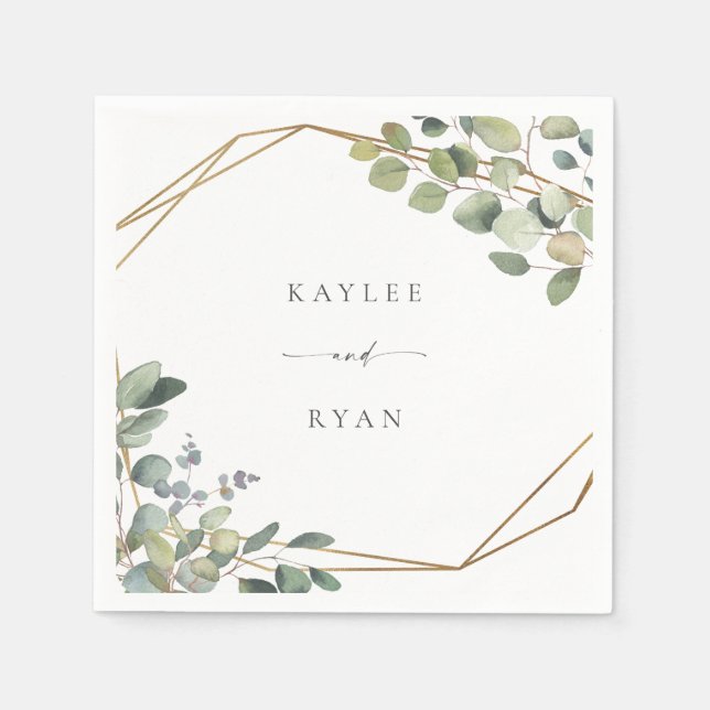 Rustic Eucalyptus Name Napkins  (Front)