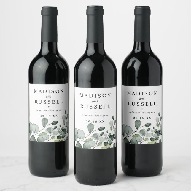 Rustic Eucalyptus Personalised Wine Label (Bottles)