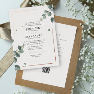 Rustic Eucalyptus & RSVP QR Code Wedding Rose Gold