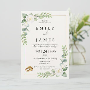 Rustic Eucalyptus Sage Floral Wedding Invitation