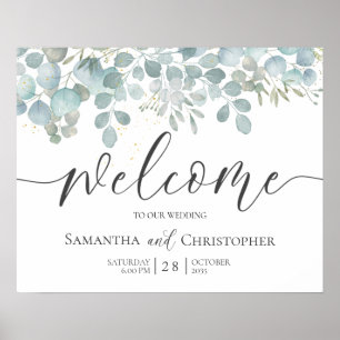 Rustic Eucalyptus Sage Green Gold Wedding Poster